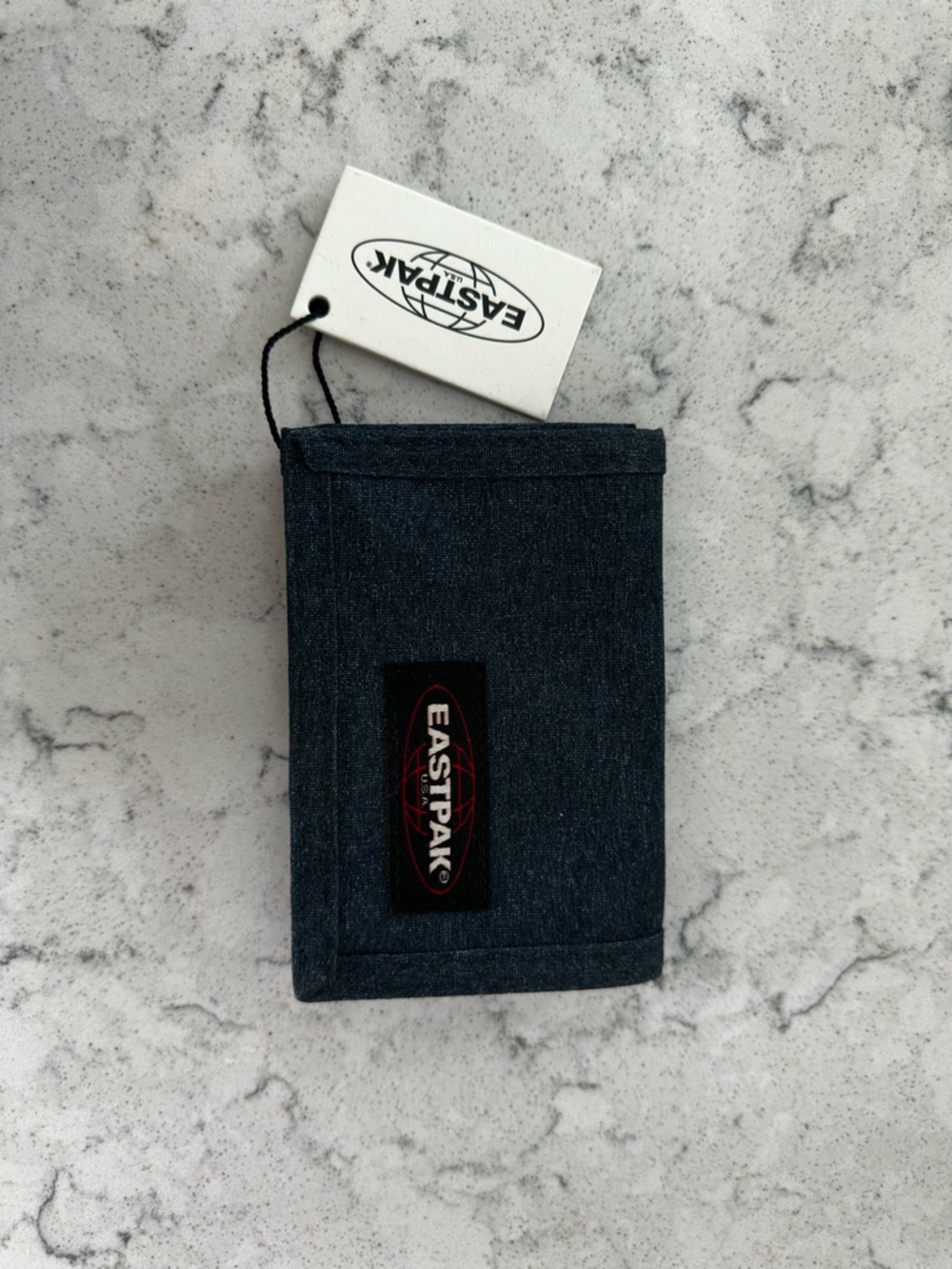 Eastpak Navy Denim Zip-Front Tri-Fold Wallet